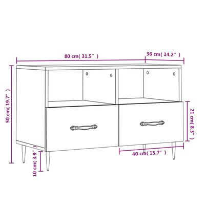 vidaXL TV-Schrank Schwarz 80x36x50 cm Holzwerkstoff