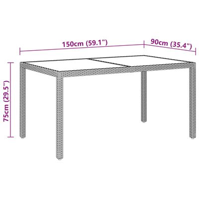 vidaXL 5-tlg. Garten-Essgruppe Poly Rattan und Hartglas Schwarz