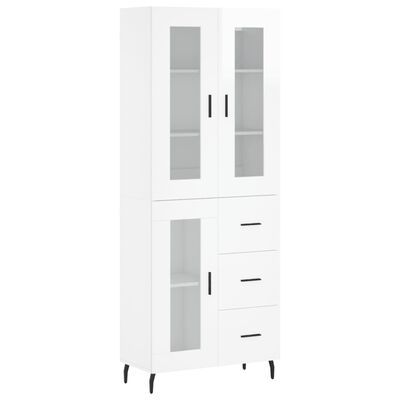 vidaXL Highboard Hochglanz-Weiß 69,5x34x180 cm Holzwerkstoff