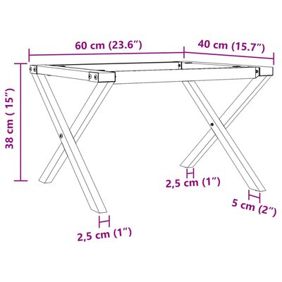 vidaXL Couchtisch-Gestell in X-Form 60x40x38 cm Gusseisen