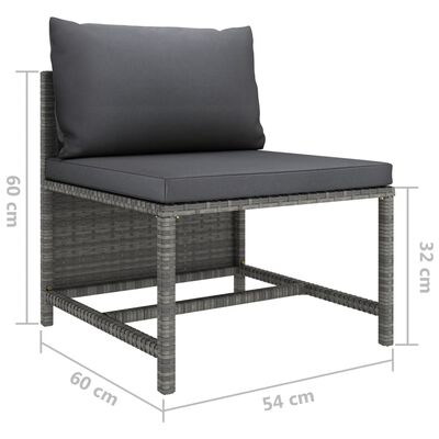 vidaXL 3-tlg. Garten-Lounge-Set mit Kissen Poly Rattan Grau