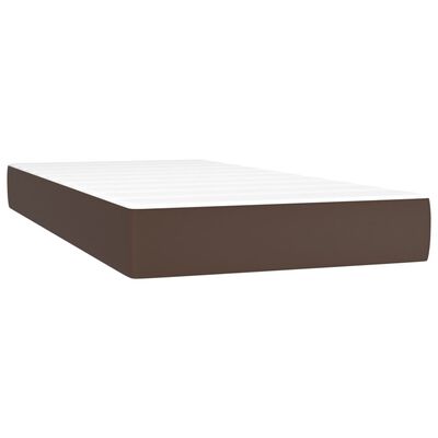 vidaXL Boxspringbett mit Matratze & LED Braun 90x200 cm Kunstleder