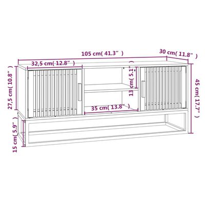 vidaXL TV-Schrank Weiß 105x30x45 cm Holzwerkstoff und Eisen