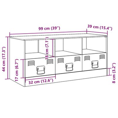 vidaXL TV-Schrank Anthrazit 99x39x44 cm Stahl