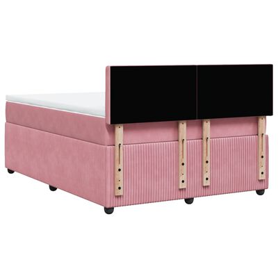 vidaXL Boxspringbett mit Matratze Rosa 140x200 cm Samt