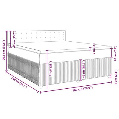 vidaXL Boxspringbett mit Matratze Hellgrau 180x200 cm Samt