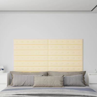 vidaXL Wandpaneele 12 Stk. Creme 90x15 cm Kunstleder 1,62 m²