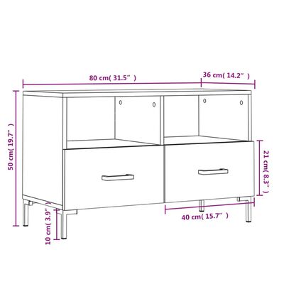 vidaXL TV-Schrank Hochglanz-Weiß 80x36x50 cm Holzwerkstoff