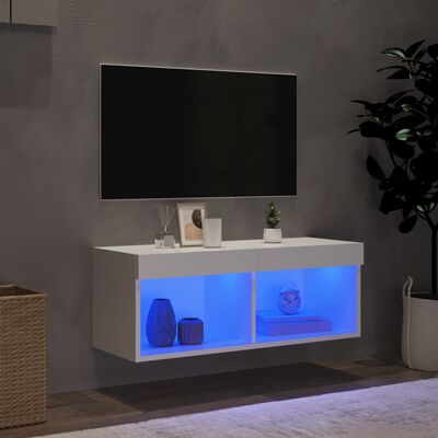 vidaXL TV-Schrank mit LED-Leuchten Weiß 80x30x30 cm