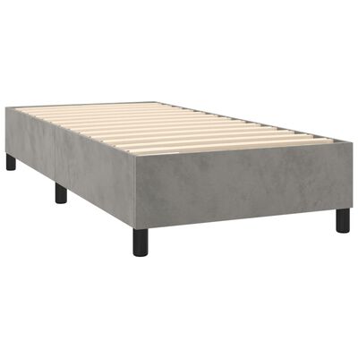 vidaXL Boxspringbett mit Matratze Hellgrau 90x200 cm Samt