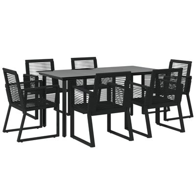 vidaXL 7-tlg. Garten-Essgruppe Schwarz PVC-Rattan