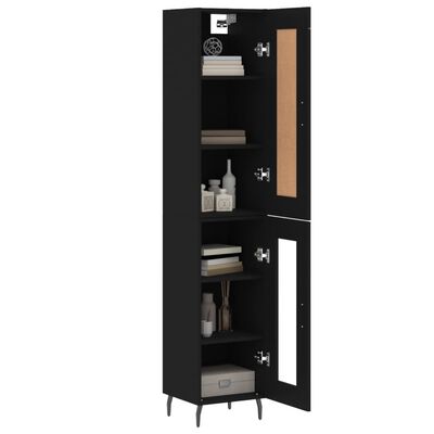 vidaXL Highboard Schwarz 34,5x34x180 cm Holzwerkstoff