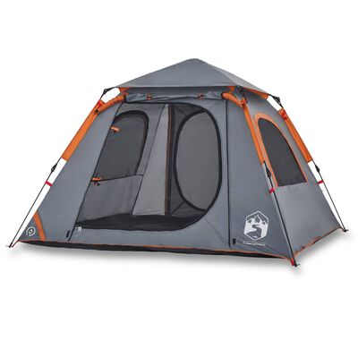 vidaXL Kuppel-Campingzelt 4 Personen Grau und Orange Quick Release