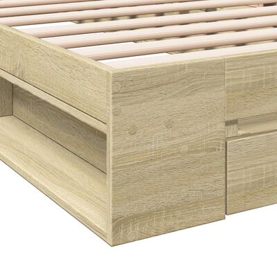 vidaXL Bettgestell mit Schublade Sonoma-Eiche 75x190 cm Holzwerkstoff