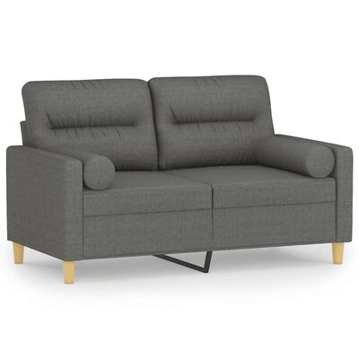 vidaXL 2-Sitzer-Sofa mit Zierkissen Dunkelgrau 120 cm Stoff