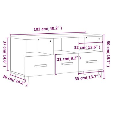 vidaXL TV-Schrank Räuchereiche 102x36x50 cm Holzwerkstoff