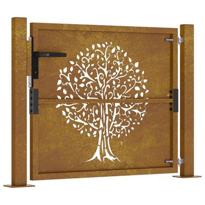 vidaXL Gartentor 105x105 cm Cortenstahl Baum-Design