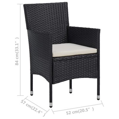 vidaXL 11-tlg. Garten-Essgruppe Poly Rattan Schwarz