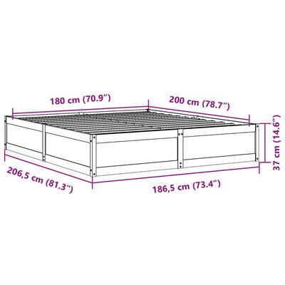 vidaXL Massivholzbett ohne Matratze Weiß 180x200 cm Kiefernholz