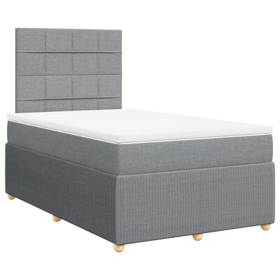 vidaXL Boxspringbett mit Matratze Hellgrau 120x190 cm Stoff