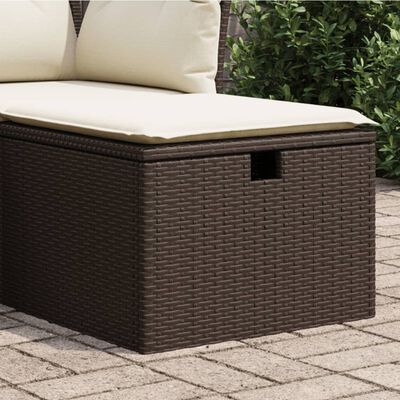 vidaXL Gartenhocker mit Kissen Braun 55x55x37 cm Poly Rattan