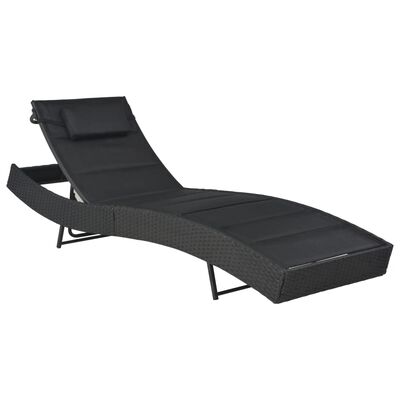 vidaXL Sonnenliege Poly Rattan und Textilene Schwarz