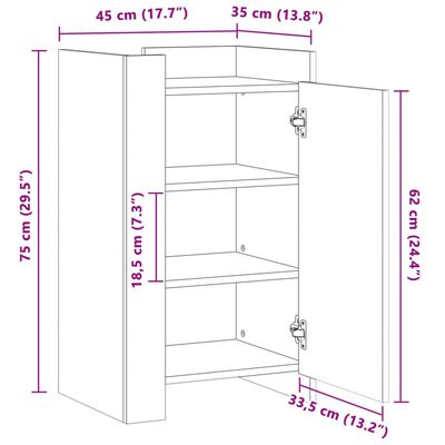 vidaXL Sideboard Grau Sonoma 45x35x75 cm Holzwerkstoff