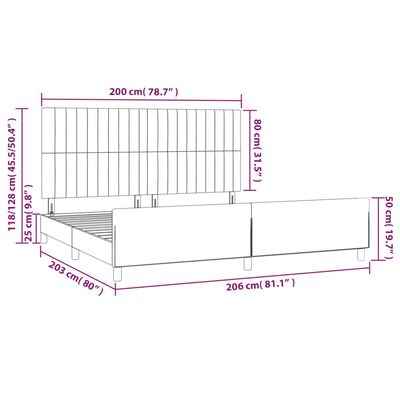 vidaXL Bettgestell mit Kopfteil Dunkelgrau 200x200 cm Stoff