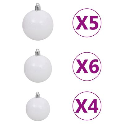 vidaXL Künstlicher Weihnachtsbaum Klappbar 150 LEDs & Kugeln 150 cm