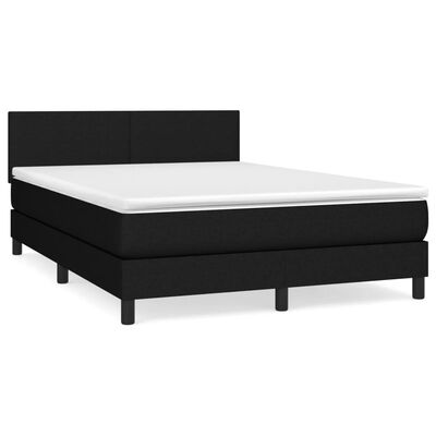 vidaXL Boxspringbett mit Matratze Schwarz 140x190 cm Stoff