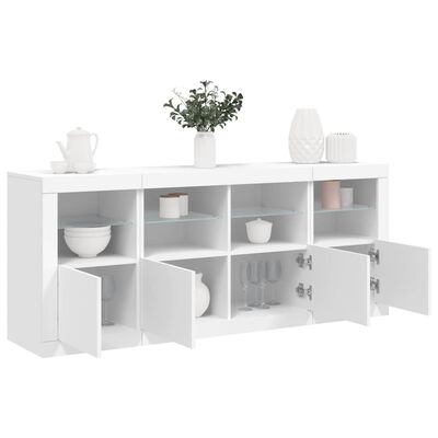 vidaXL Sideboard mit LED-Leuchten Weiß 163x37x67 cm