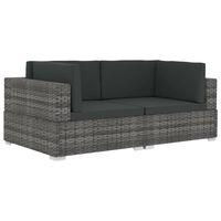 vidaXL Ecksofas 2 Stk. mit Auflagen Poly Rattan Grau