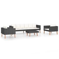 vidaXL 4-tlg. Garten-Lounge-Set mit Auflagen Poly Rattan Schwarz