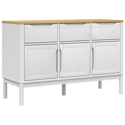 vidaXL Sideboard FLORO Weiß 114x43x74 cm Massivholz Kiefer