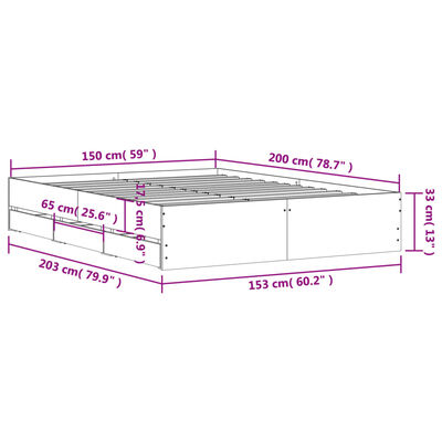 vidaXL Bettgestell mit Schubladen Sonoma-Eiche 150x200cm Holzwerkstoff