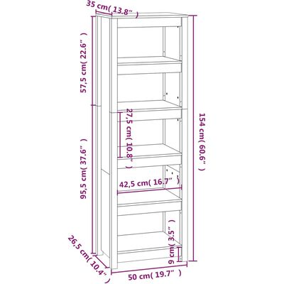 vidaXL Bücherregal Weiß 50x35x154 cm Massivholz Kiefer