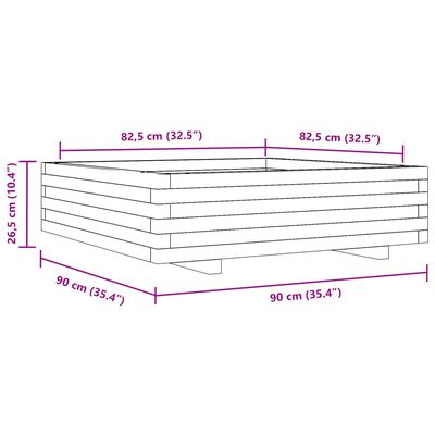 vidaXL Pflanzkübel Weiß 90x90x26,5 cm Massivholz Kiefer