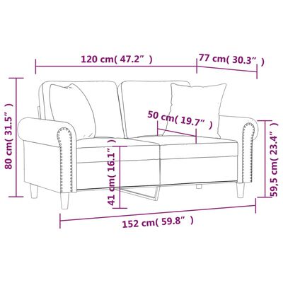 vidaXL 2-Sitzer-Sofa mit Zierkissen Cappuccino-Braun 120 cm Kunstleder