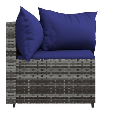 vidaXL Garten-Ecksofas mit Kissen 2 Stk. Grau Poly Rattan