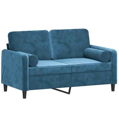 vidaXL 2-Sitzer-Sofa mit Zierkissen Blau 120 cm Samt