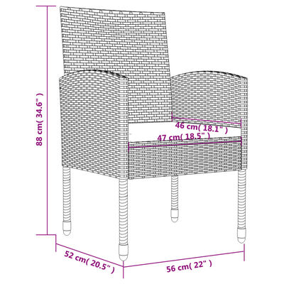 vidaXL 9-tlg. Garten-Essgruppe Schwarz Poly Rattan und Stahl