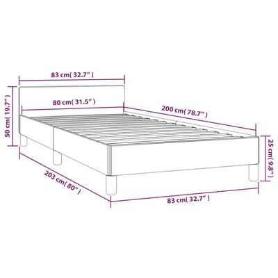 vidaXL Bettgestell mit Kopfteil Dunkelbraun 80x200 cm Stoff