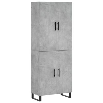 vidaXL Highboard Betongrau 69,5x34x180 cm Holzwerkstoff