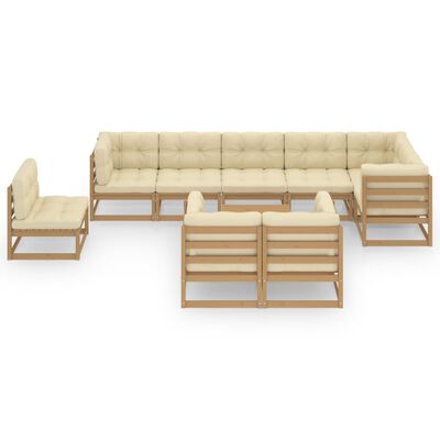 vidaXL 10-tlg. Garten-Lounge-Set mit Kissen Massivholz Kiefer