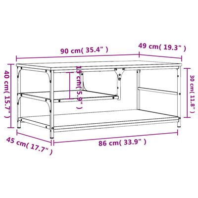 vidaXL Couchtisch Räuchereiche 90x49x40 cm Holzwerkstoff