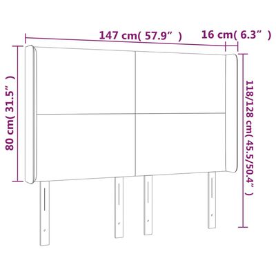 vidaXL Kopfteil mit Ohren Cappuccino-Braun 147x16x118/128cm Kunstleder