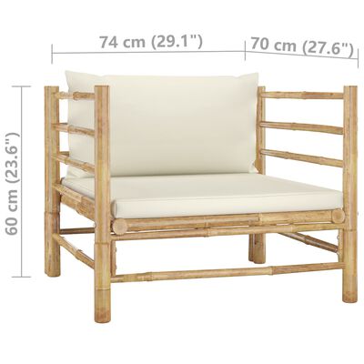 vidaXL 8-tlg. Garten-Lounge-Set mit Cremeweißen Kissen Bambus