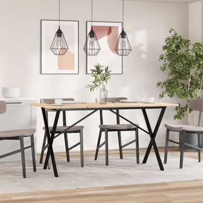 vidaXL Esstisch X-Gestell 160x80x75 cm Massivholz Kiefer und Gusseisen