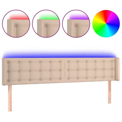 vidaXL LED Kopfteil Cappuccino-Braun 183x16x78/88 cm Kunstleder