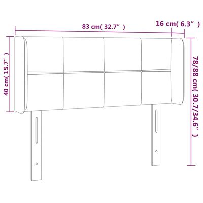 vidaXL LED Kopfteil Blau 83x16x78/88 cm Stoff